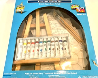 Kids ART Studio Set with Easel paint canvas and brushes