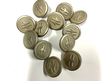 12 Vintage Silver metal  Military Buttons 1 dozen