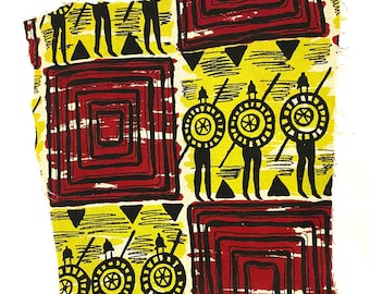 50's  vintage cotton barkcloth Fabric Piece