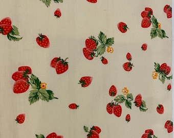 Panneaux en tissu à imprimé fraises vintage des années 50