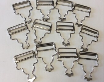 One dozen Silver Nickle Metal Overall Clips