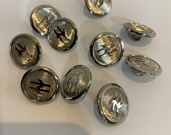 12 Vintage Silver metal  Military Buttons 1 dozen