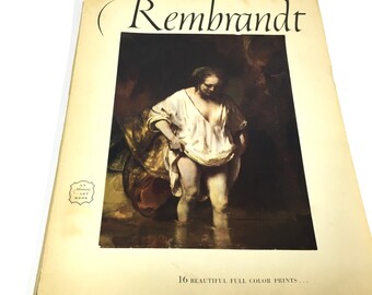 REMBRANDT Vintage Abrams Art Book with 16  full color prints