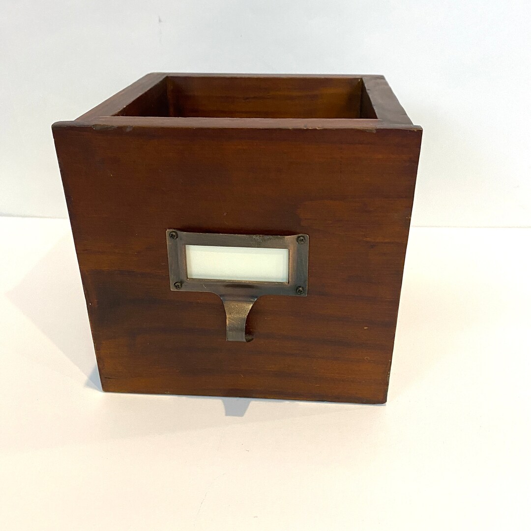 Vintage Wooden Library Card File Box Etsy