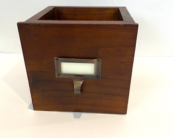 Vintage Wooden Library Card File Box