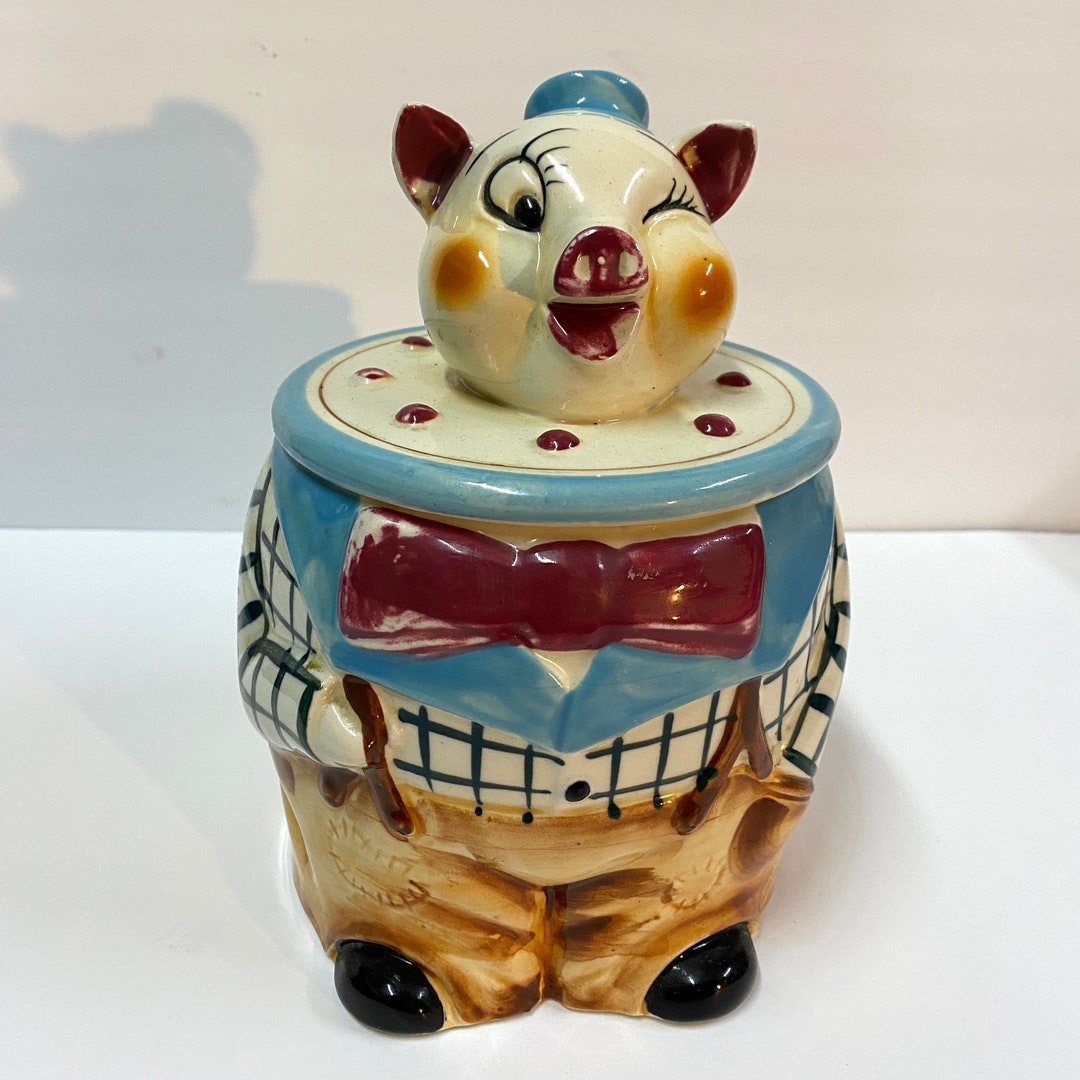Vintage Winking Pig Cookie Jar - Etsy