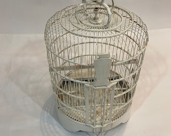 Vintage Painted Bamboo Rattan Bird Cage