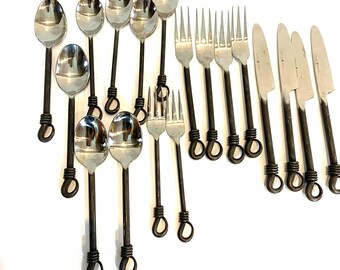 Vintage Forged steel 18 piece cutlery set