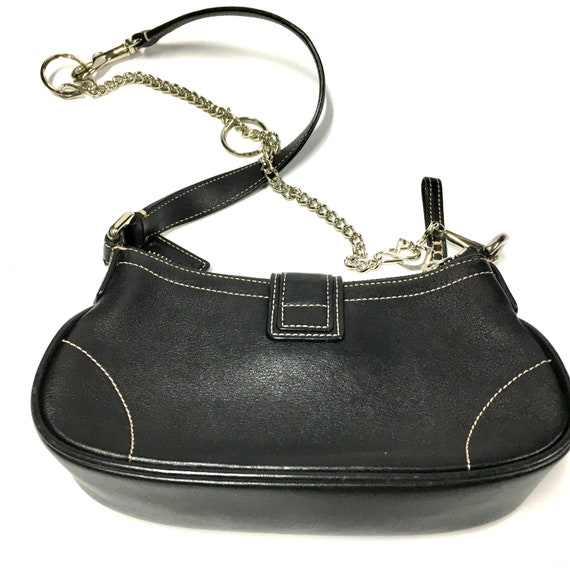Vintage Coach Black Leather  Pouch Bag Belt bag - image 4