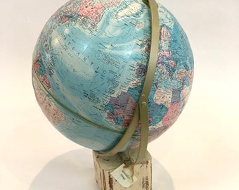 Vintage Replogle World Nation Series  Globe on distressed wooden base
