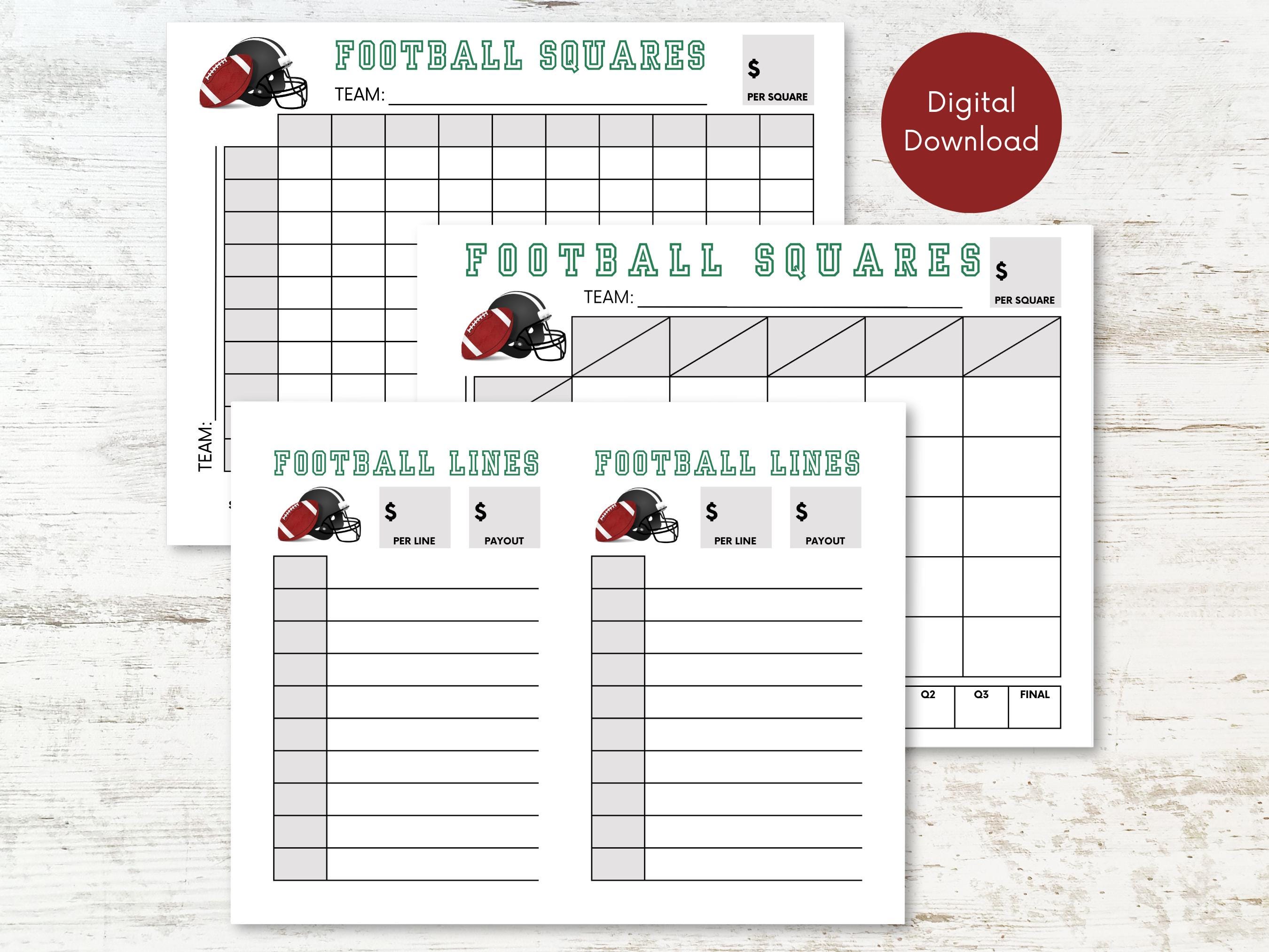 Football Pool Printable Games Bundle, Football Party Games, Football ...