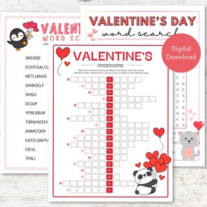 Valentine&#39;s Day Printable Games Bundle, Valentine Games Printables, Valentine&#39;s Party Games, Valentine&#39;s Printable Activity, Kids and Adults