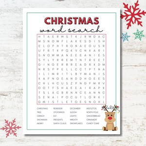 Christmas Word Search Game Printable, Christmas Printable Games, Christmas Party Games, Holiday Word Search Printable, Kids and Adults