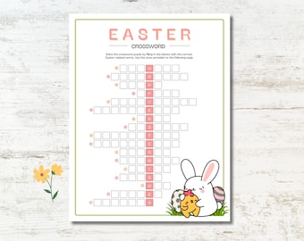 Easter Crossword Game Printable, Easter Printable Games, Easter Party Games, Holiday Crossword Printable, Kids and Adults, Instant Download