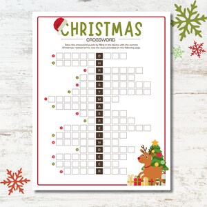 Christmas Crossword Puzzle Game Printable, Christmas Printable Games, Christmas Party Games, Holiday Printable Games, Kids and Adults