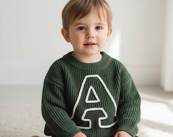 Hand-Embroidered Custom Name Baby Sweater: Personalized Knit