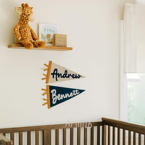 Personalized Name Pennant for Nursery Room Decor | Baby Shower Gift | Baby Boy Girl Name Nursery Flag | Baby Name Banner Blag Wall Hanging image 12