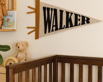 Personalized Name Pennant For Nursery Room Decor | Baby Shower Gift | Baby Boy Girl Name Nursery Flag | Baby Name Banner Blag Wall Hanging