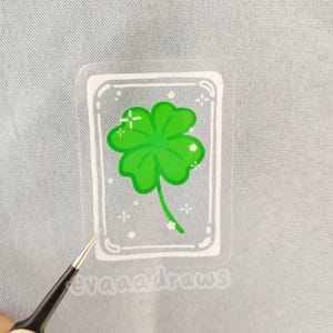 4 Leaf Clover Clear Sticker - Vinyl Waterproof Sticker