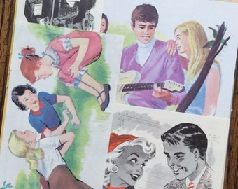 Scrapbook and Planner Kit Number 2262 Teen Age Boy and Girl Vintage High School Collage