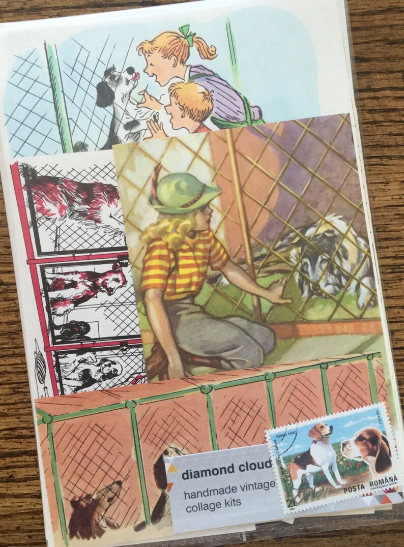 Pet Adoption Vintage Dog Shelter Rescue Collage Scrapbook and Planner Kit Number 2069