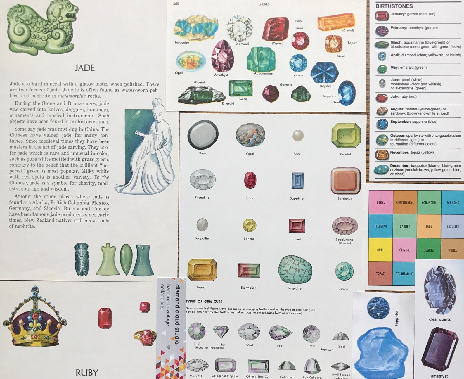 Gems and Jewels Vintage Mineral Collage Scrapbook and Planner Etsy