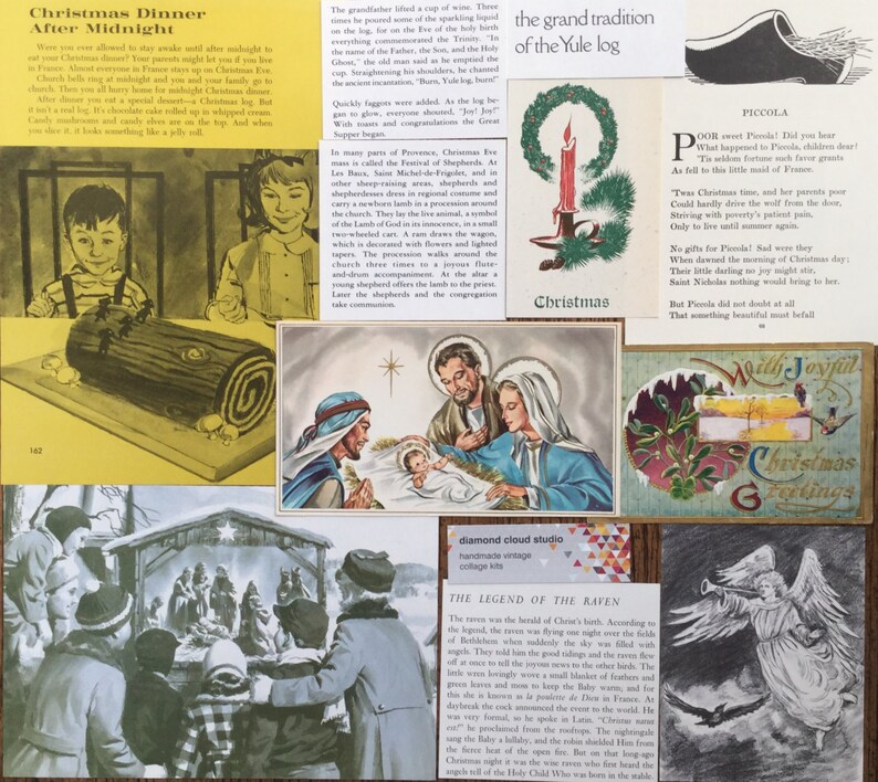 Christmas in France Vintage Travel Collage Scrapbook and Planner Kit Number 1918