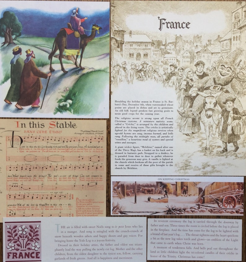 Christmas in France Vintage Travel Collage Scrapbook and Planner Kit Number 1918