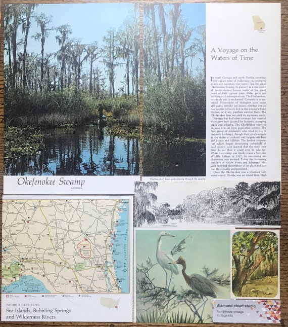 Nous Nous Nous allons voyager à la Vintage Okefenokee Swamp Géorgie Collage, planificateur et Scrapbook Kit numéro 2619 3a3a30 Nous Nous Nous allons voyager à la Vintage Okefenokee Swamp Géorgie Collage, planificateur et Scrapbook Kit numéro 2619 3a3a30