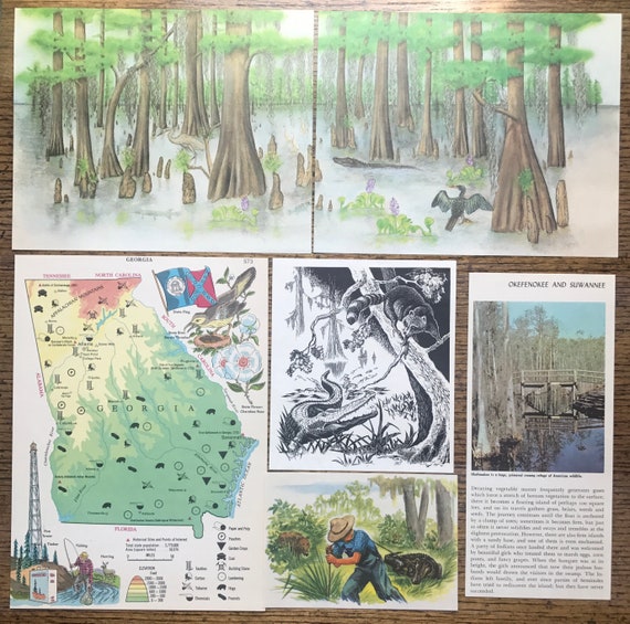 Nous Nous Nous allons voyager à la Vintage Okefenokee Swamp Géorgie Collage, planificateur et Scrapbook Kit numéro 2619 3a3a30 Nous Nous Nous allons voyager à la Vintage Okefenokee Swamp Géorgie Collage, planificateur et Scrapbook Kit numéro 2619 3a3a30