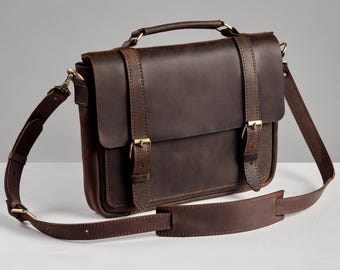 Handgefertigte Leder-Aktentasche – personalisierter, stilvoller Lederportfel, ideal als Geschenk