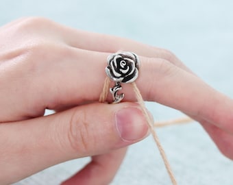 Regulowany pierścień do szydełkowania｜Pierścień napinający włóczkę Vintage Rose｜Pierścień szydełkowy｜Pierścień napinający włóczkę do robienia na drutach｜Prezent dla początkujących w robieniu na drutach