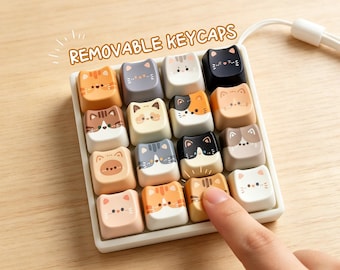 Tastiera antistress personalizzata a forma di gatto - Simpatico giocattolo da scrivania, portachiavi ASMR con clicker, estetica per la scrivania, regalo per ufficio e bambini
