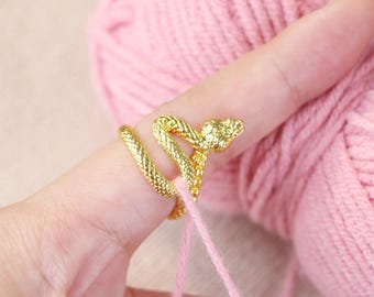 Anello regolabile per filo all'uncinetto - Anello di tensione per filato a forma di serpente, anello di tensione per filato per lavorare a maglia, regalo per principianti per lavorare a maglia e uncinetto