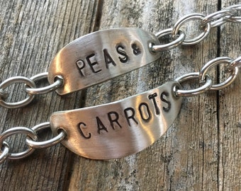 PEAS and CARROTS 2 piece recycled vintage spoon bracelet