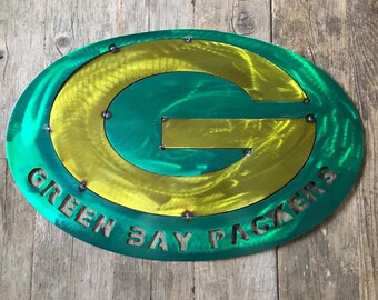 Steel Green Bay sign with translucent paint