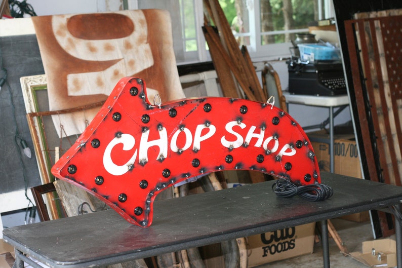 3' Steel Marquee Chop Shop customizable image 1