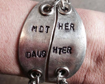 Mother and Daughter 2 piece recycled vintage spoon bracelet