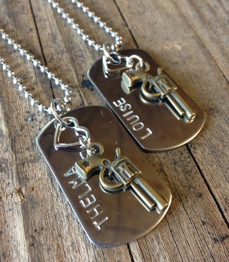 Thelma and Louise Dog Tag Necklace Set image 3