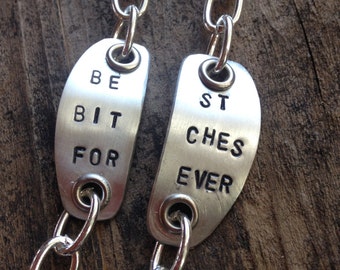 Best Bitches Forever 2 piece recycled vintage spoon bracelet