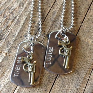 Thelma and Louise Dog Tag Necklace Set image 1