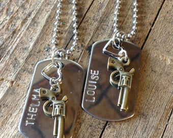 Thelma and Louise Dog Tag Necklace Set