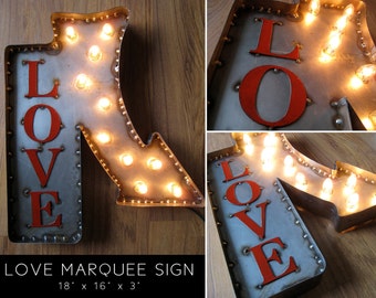 18 Inch Steel Marquee LOVE Sign with Arrow