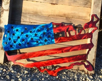 Steel American Flag with translucent paint