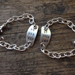 Best Bitches Forever 2 piece recycled vintage spoon bracelet image 2