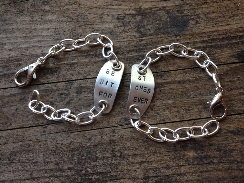 Best Bitches Forever 2 piece recycled vintage spoon bracelet image 2