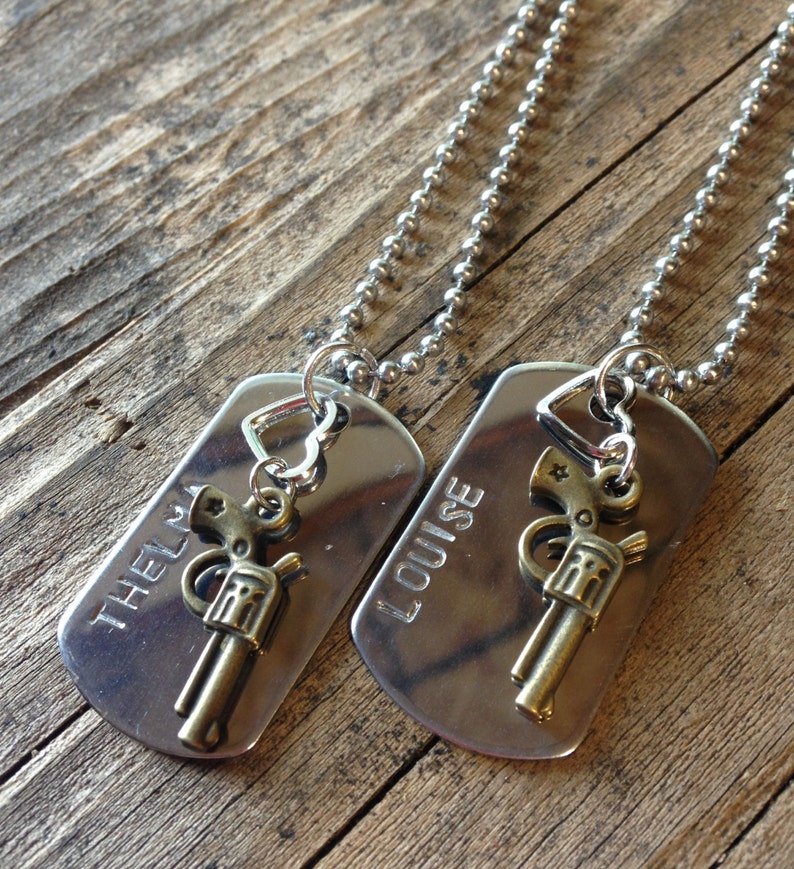 Thelma and Louise Dog Tag Necklace Set image 2