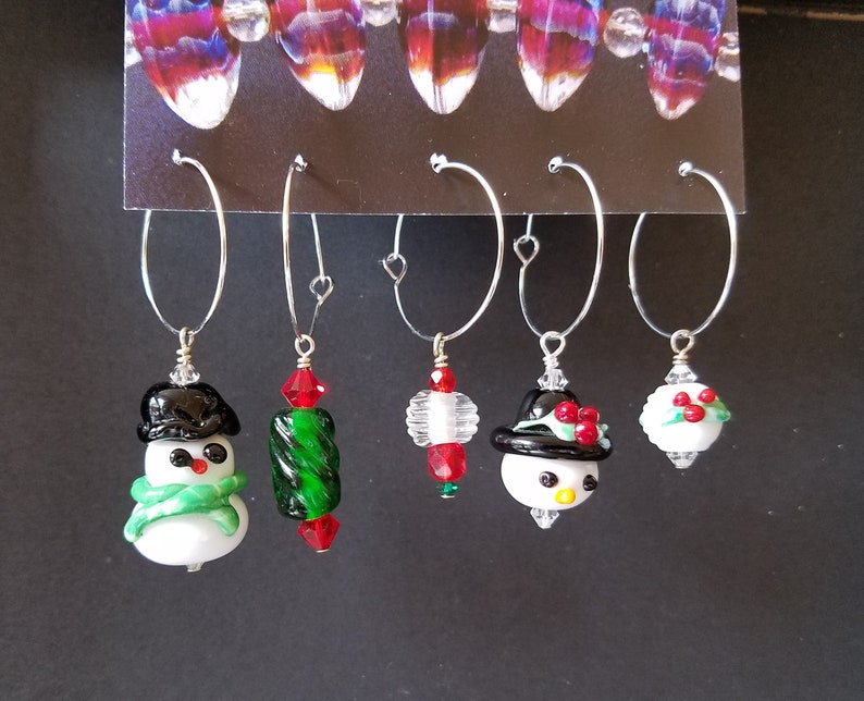 Handmade Christmas Wine Glass Charms Gift Pack