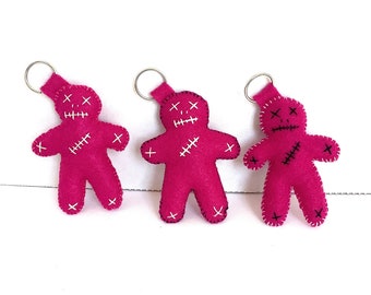 Fuchsia Pink Voodoo Doll Keychain / Ornament