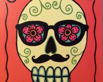 Day of the Dead Fella Postcard / Art mini print free shipping